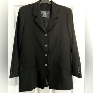 Women's Vintage Wool Burberry Blazer, black. Length 30”, pit to pit 20”